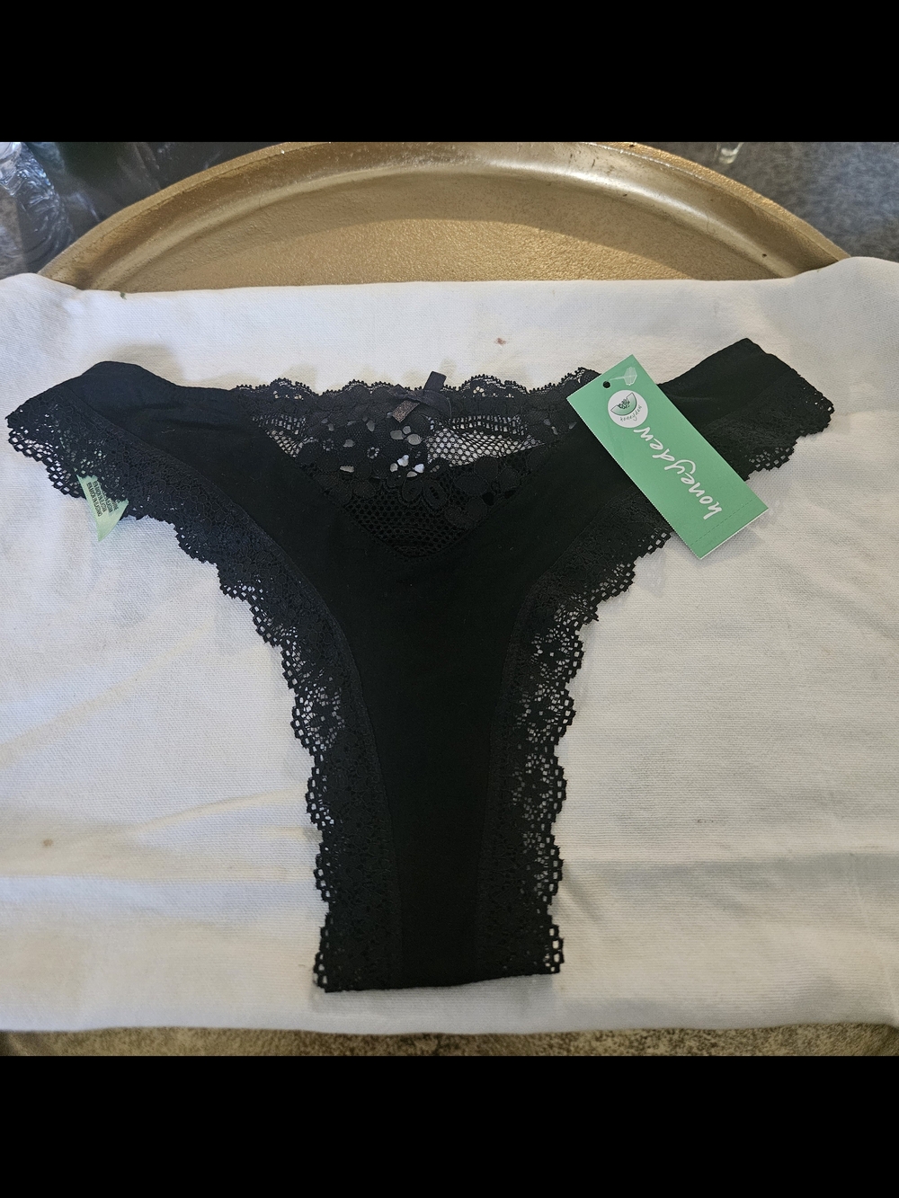 Honeydew Intimates Black Lace Thong